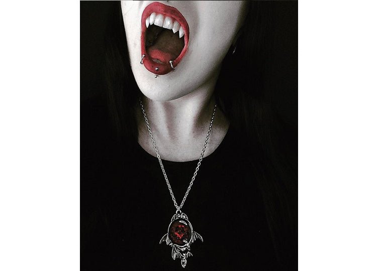 Alchemy England Blood Moon Necklace Gothic Bat Moon Pendant Necklace - JP's Horror