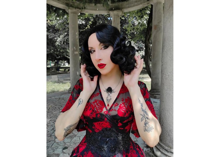 Alchemy England Carpathian Rose Necklace Gothic Black Rose Statement Necklace - JP's Horror