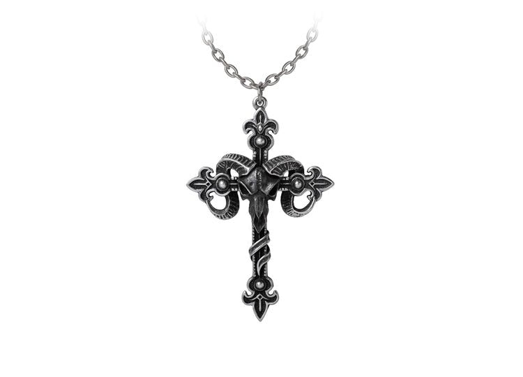 Alchemy England Cross of Baphomet Necklace Gothic Pentagram Goat Head Pendant - JP's Horror