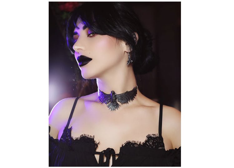 Alchemy England Curse of the Coronis Choker Gothic Raven Skull Choker Necklace - JP's Horror