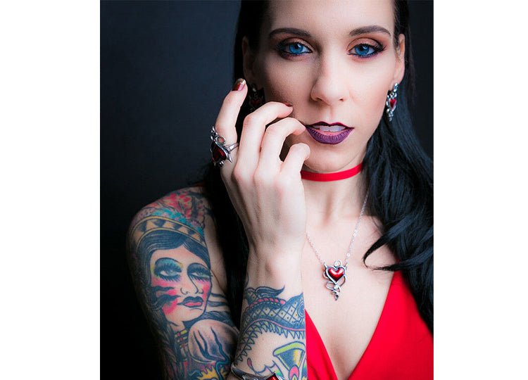 Alchemy England Devil Heart Pendant Necklace Gothic Red Heart Necklace - JP's Horror