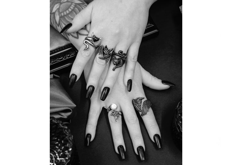Alchemy England Devil Heart Ring – Gothic Heart & Devil Horn Statement Ring - JP's Horror