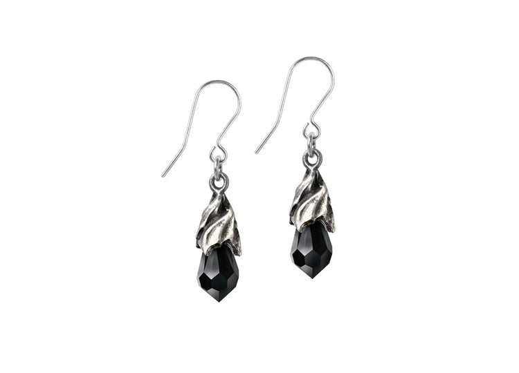 Alchemy England Empyrean Tear Earrings Black – Gothic Crystal Drop Earrings - JP's Horror