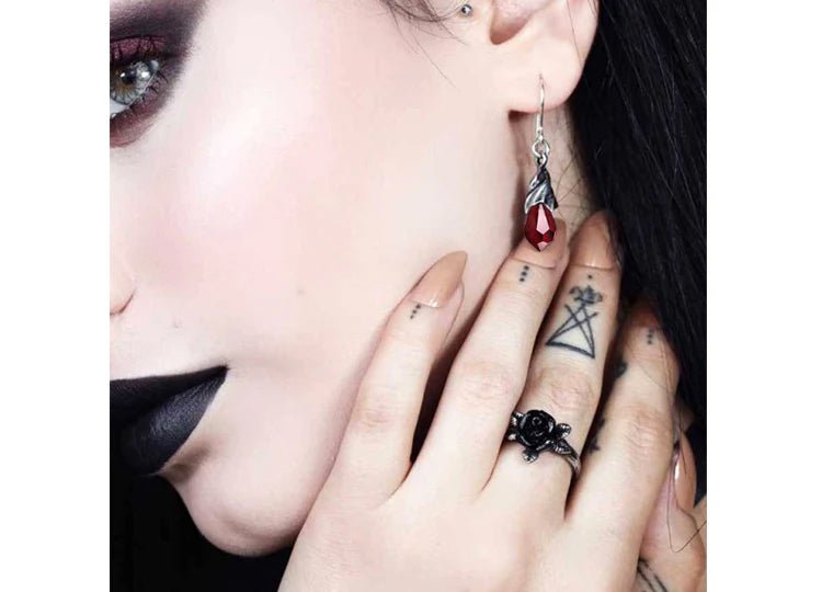 Alchemy England Empyrean Tear Earrings Red Gothic Crystal Drop Earrings - JP's Horror