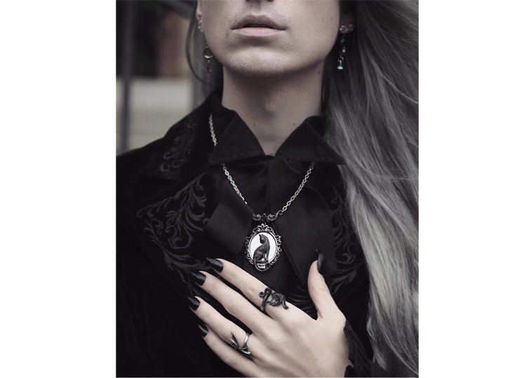 Alchemy England Feline Felicity Necklace Gothic Black Cat Pendant Necklace - JP's Horror