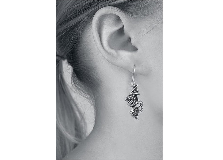 Alchemy England Flight of Airus Droppers Gothic Dragon Wing Earrings - JP's Horror