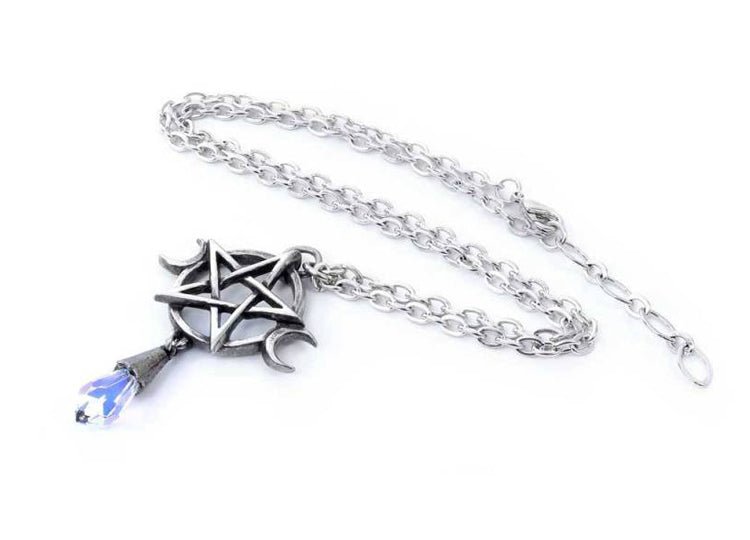 Alchemy England Goddess Pendant Necklace Triple Moon Goddess Pentagram Necklace - JP's Horror