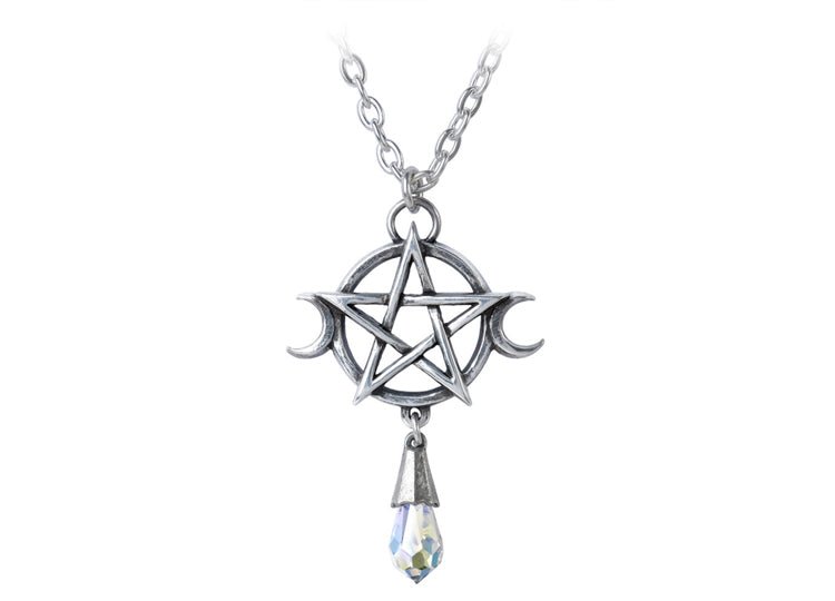 Alchemy England Goddess Pendant Necklace Triple Moon Goddess Pentagram Necklace - JP's Horror