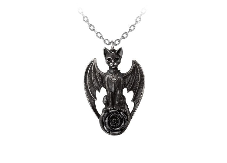 Alchemy England Guardian of Soma Necklace Gothic Winged Black Cat Pendant - JP's Horror