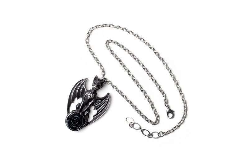 Alchemy England Guardian of Soma Necklace Gothic Winged Black Cat Pendant - JP's Horror
