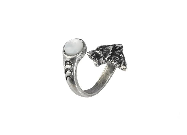 Alchemy England Howl at the Moon Ring Gothic Wolf Fine English Pewter Ring - JP's Horror