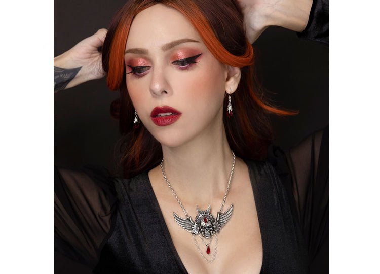 Alchemy England Immortal Ayesha Necklace Gothic Winged Skull Statement Necklace - JP's Horror