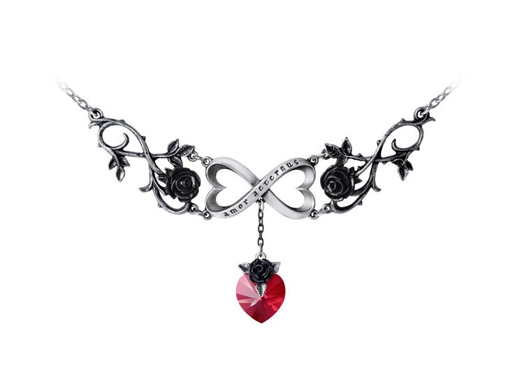 Alchemy England Infinite Love Necklace Gothic Black Rose Heart Necklace - JP's Horror