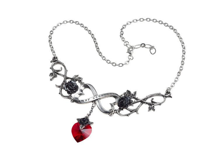 Alchemy England Infinite Love Necklace Gothic Black Rose Heart Necklace - JP's Horror
