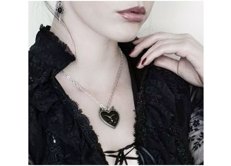 Alchemy England Love Cat Necklace Gothic Black Cat Heart Necklace - JP's Horror