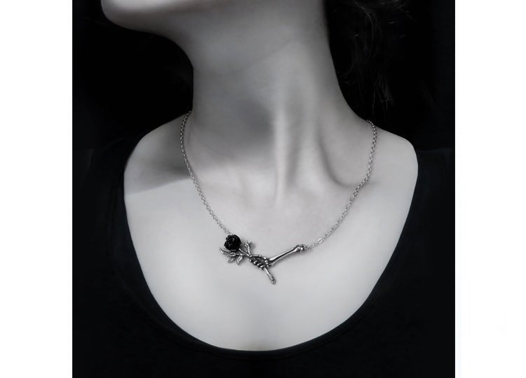 Alchemy England Love Never Dies Necklace Gothic Skull Rose Heart Necklace - JP's Horror