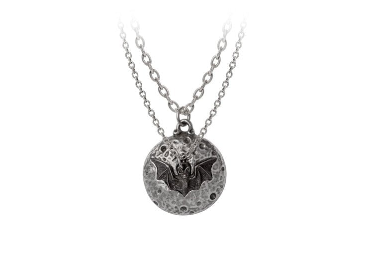 Alchemy England Luna Roost Necklace Gothic Moon and Bat Friendship Necklace - JP's Horror