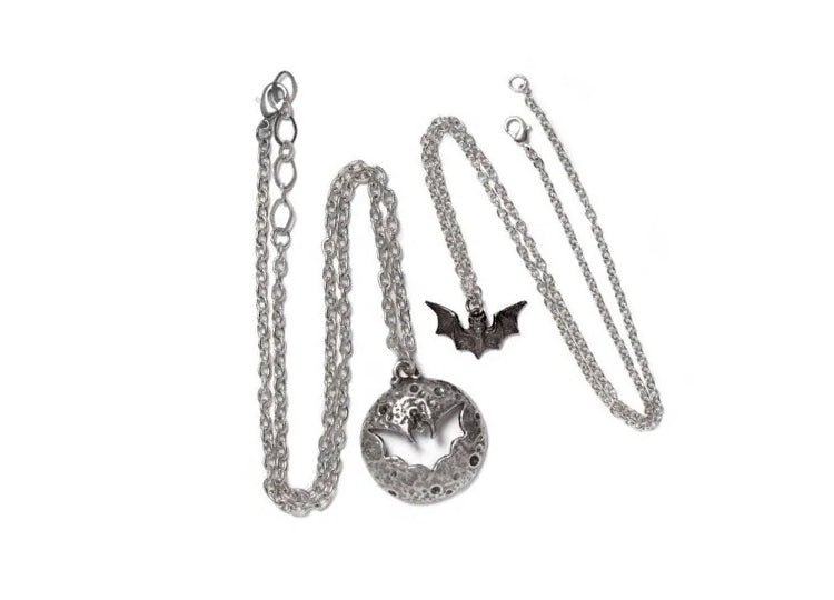 Alchemy England Luna Roost Necklace Gothic Moon and Bat Friendship Necklace - JP's Horror