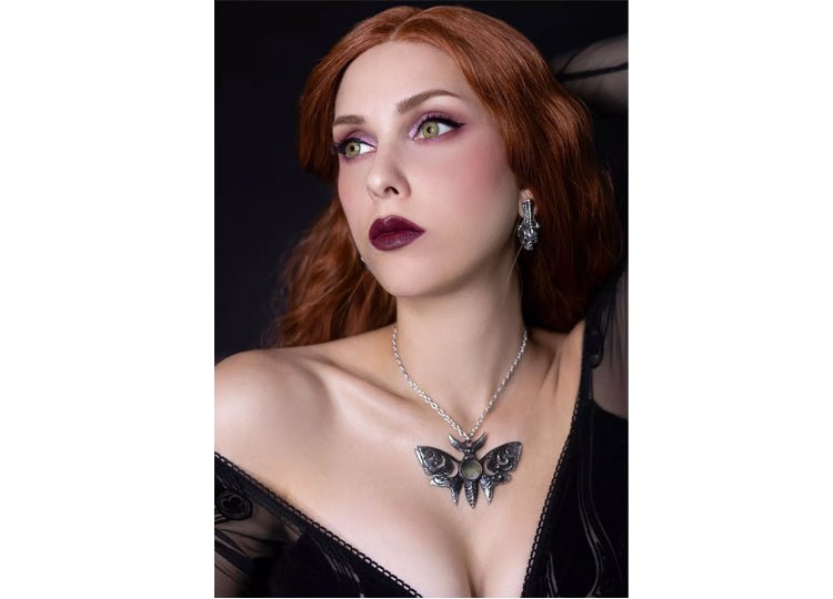 Alchemy England Lunar Moth Necklace Gothic Moon Phase Moth Statement Necklace - JP's Horror