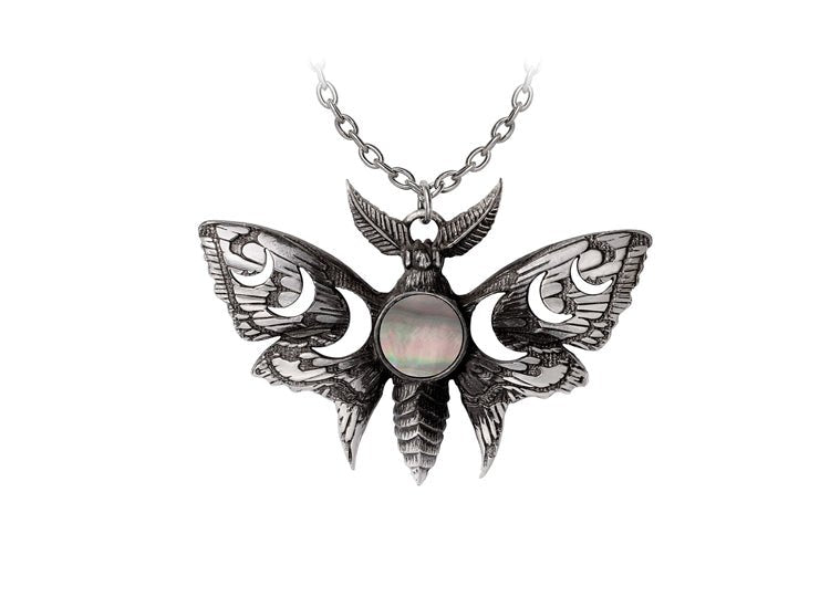 Alchemy England Lunar Moth Necklace Gothic Moon Phase Moth Statement Necklace - JP's Horror