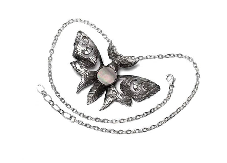 Alchemy England Lunar Moth Necklace Gothic Moon Phase Moth Statement Necklace - JP's Horror