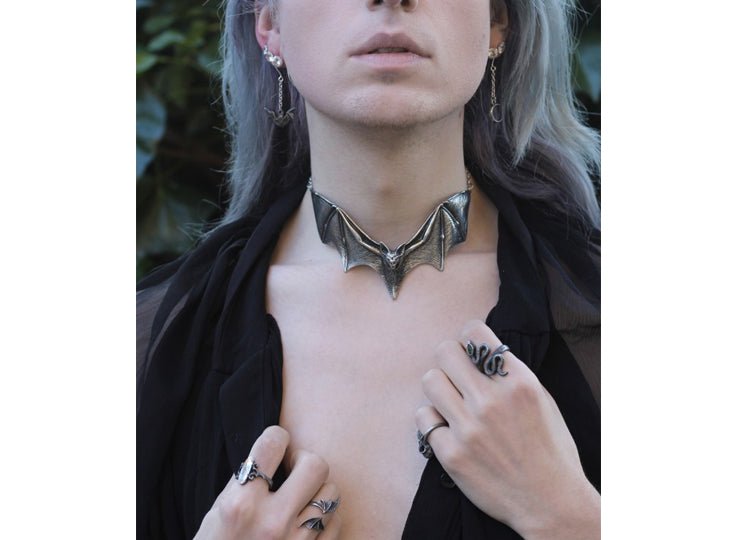 Alchemy England Lunatious Earrings Gothic Moon and Bat Drop Earrings - JP's Horror