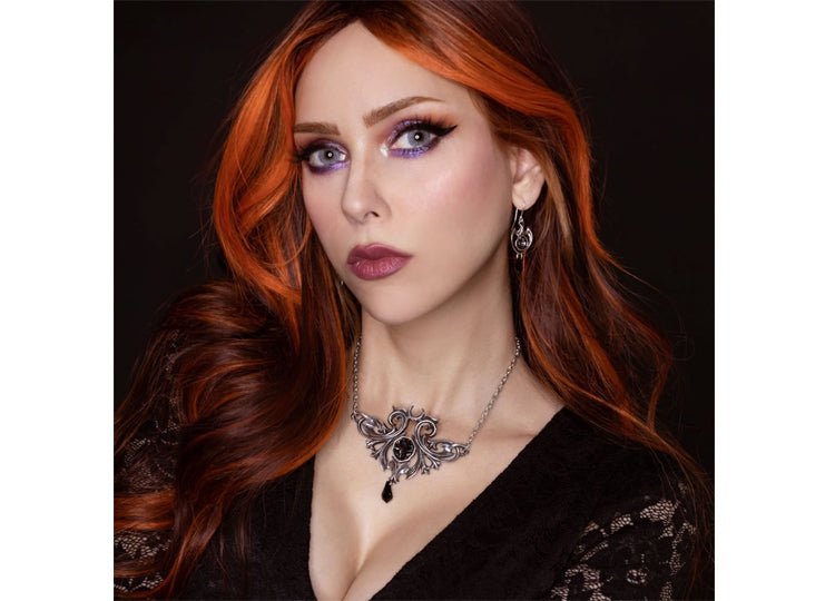 Alchemy England Midnight Memorial Necklace Gothic Raven Skull Rose Necklace - JP's Horror
