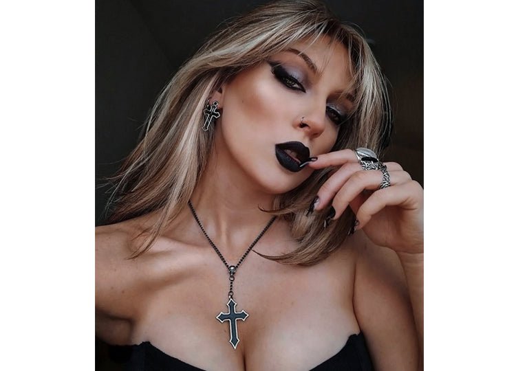 Alchemy England Osbourne's Cross Necklace Gothic Black Enamel Cross Pendant - JP's Horror