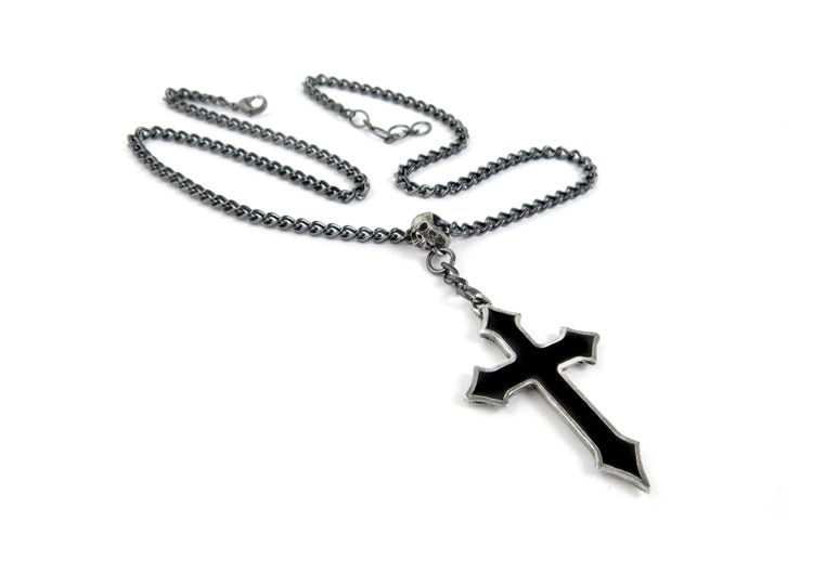 Alchemy England Osbourne's Cross Necklace Gothic Black Enamel Cross Pendant - JP's Horror