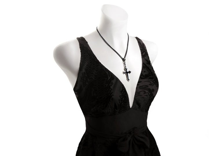 Alchemy England Osbourne's Cross Necklace Gothic Black Enamel Cross Pendant - JP's Horror