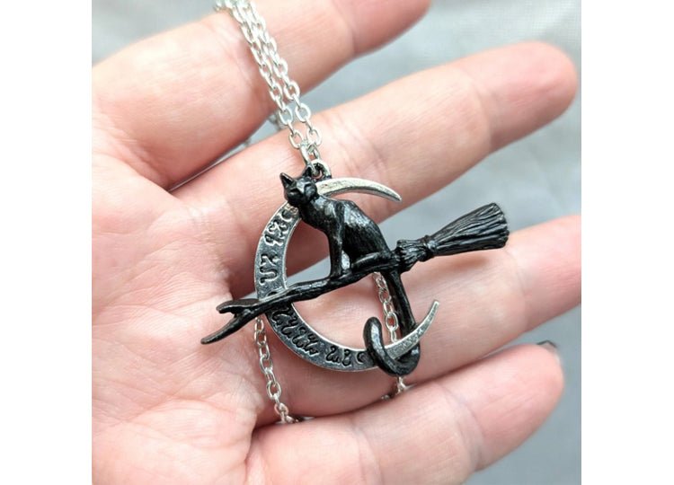 Alchemy England Regina Covenorum Necklace Gothic Black Cat Moon Witch Pendant - JP's Horror