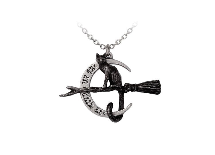 Alchemy England Regina Covenorum Necklace Gothic Black Cat Moon Witch Pendant - JP's Horror