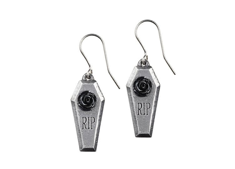 Alchemy England Rip Rose Earrings Gothic Black Rose Drop Earrings - JP's Horror