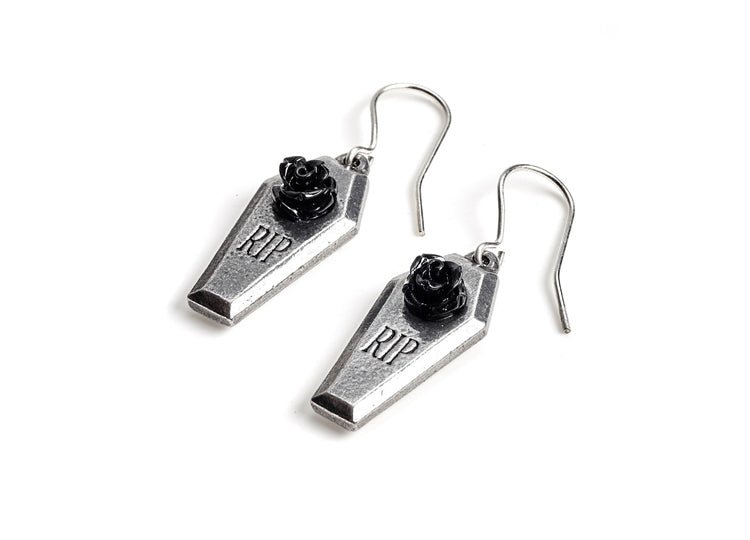 Alchemy England Rip Rose Earrings Gothic Black Rose Drop Earrings - JP's Horror