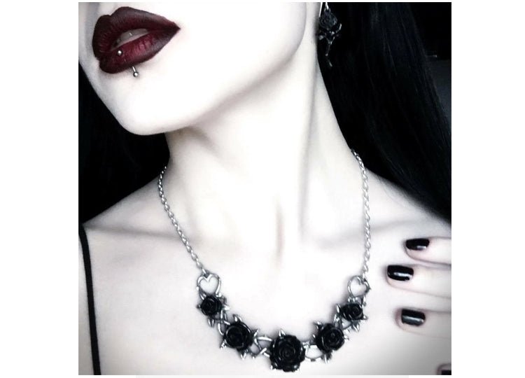 Alchemy England Rose Briar Choker Gothic Black Rose Necklace - JP's Horror