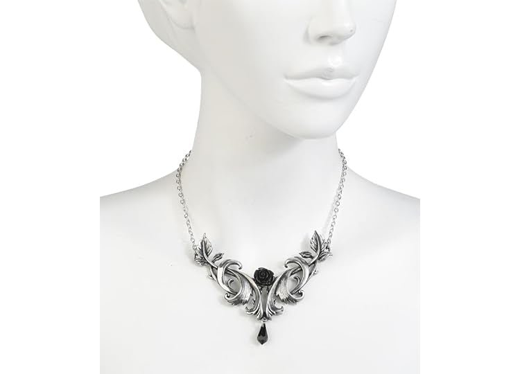 Alchemy England The Baroque Rose Necklace Gothic Black Rose Statement Necklace - JP's Horror