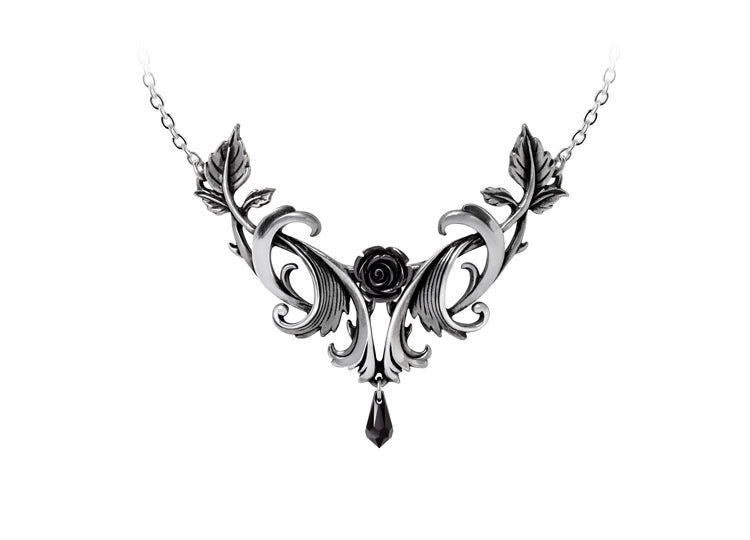 Alchemy England The Baroque Rose Necklace Gothic Black Rose Statement Necklace - JP's Horror