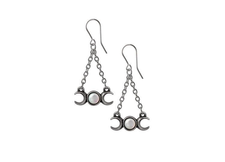 Alchemy England Wiccan Moon Earrings Gothic Crescent Moon Drop Earrings - JP's Horror