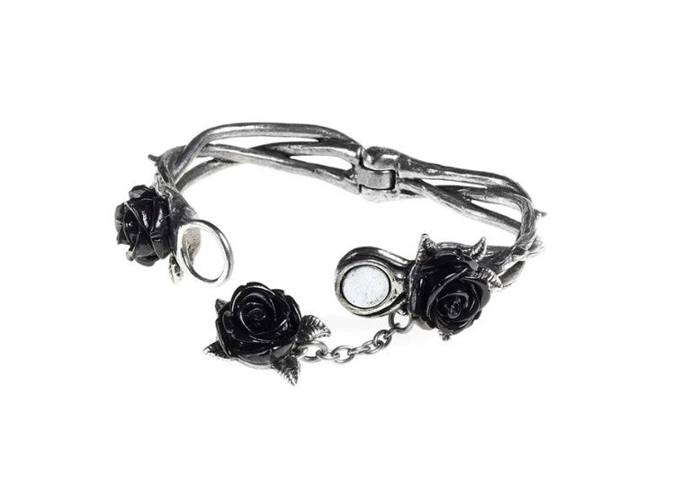 Alchemy England Wild Black Rose Bracelet Gothic Rose Fine English Pewter Bracelet - JP's Horror