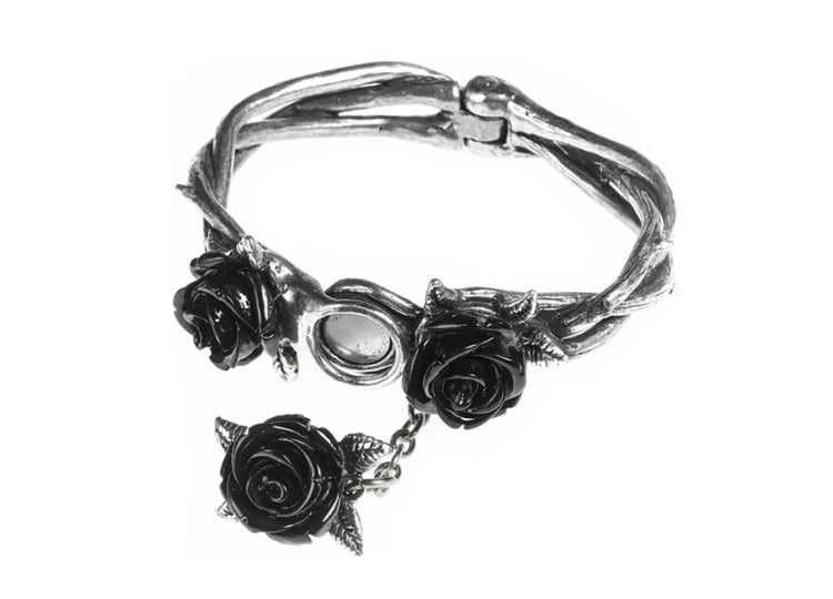 Alchemy England Wild Black Rose Bracelet Gothic Rose Fine English Pewter Bracelet - JP's Horror