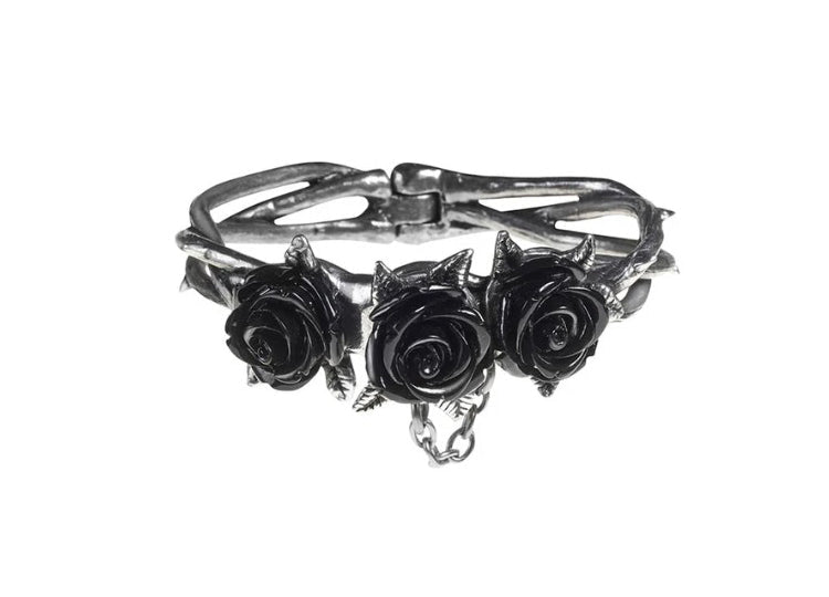 Alchemy England Wild Black Rose Bracelet Gothic Rose Fine English Pewter Bracelet - JP's Horror