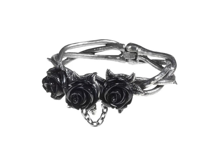 Alchemy England Wild Black Rose Bracelet Gothic Rose Fine English Pewter Bracelet - JP's Horror