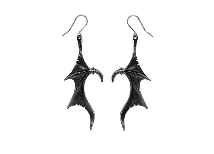Alchemy England Wings of Midnight Earrings Gothic Bat Wing Drop Earrings - JP's Horror