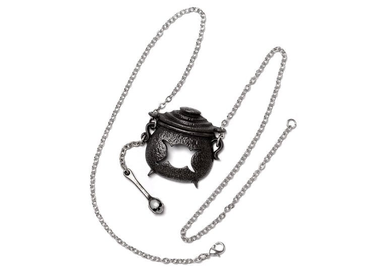 Alchemy England Witches Cauldron Necklace Triple Moon Witchcraft Pendant - JP's Horror