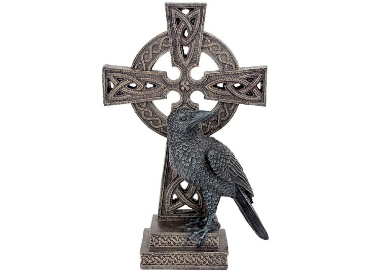 Celtic Cross Raven Statue - JP's Horror
