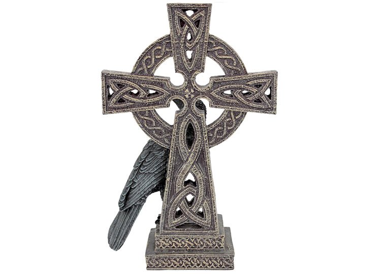 Celtic Cross Raven Statue - JP's Horror