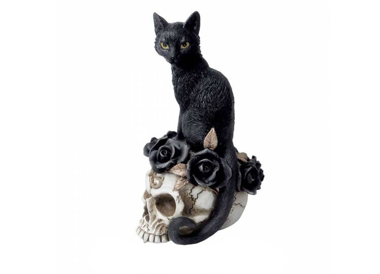 Grimalkins Ghost Cat on Skull - JP's Horror