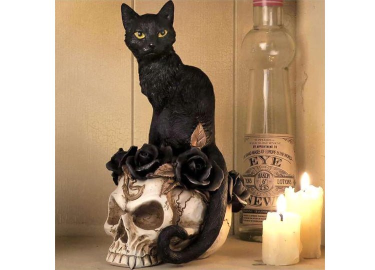 Grimalkins Ghost Cat on Skull - JP's Horror