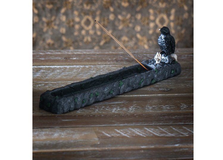 Raven on Tombstone Incense Burner - JP's Horror