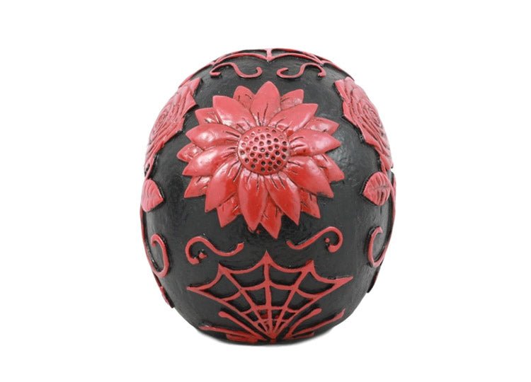 Red and Black Day of the Dead Tattooed Sugar Skull - JP's Horror